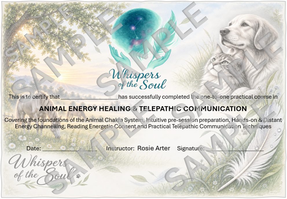 Sample Whispers of the Soul course certificate